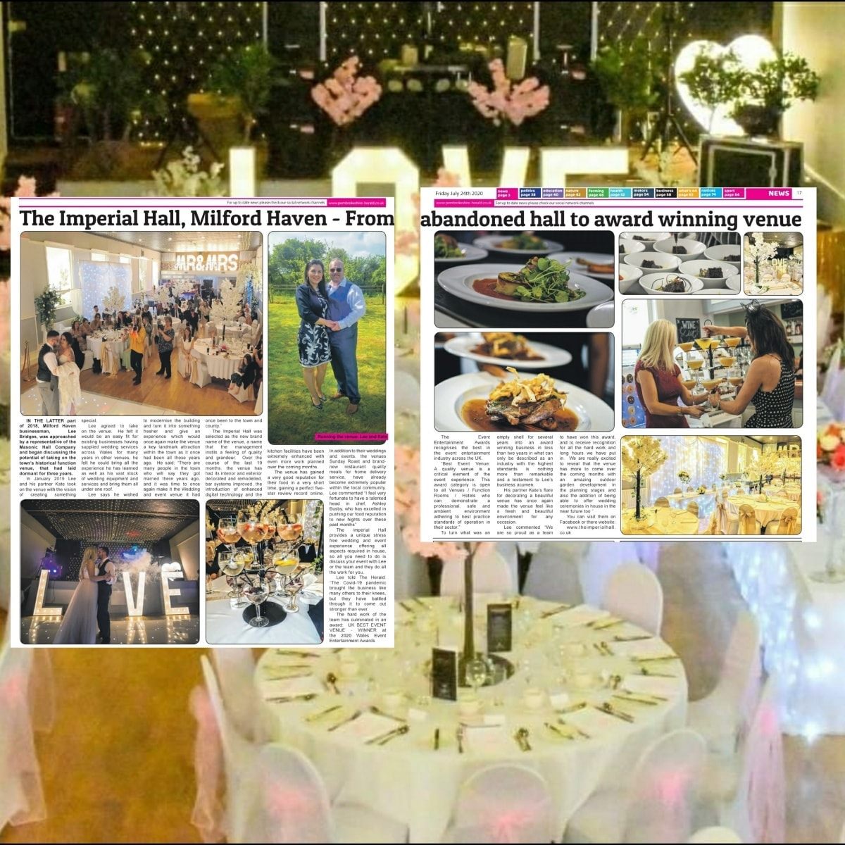 News article about the Imperial Hall events space